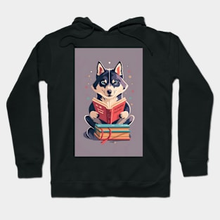 Siberian husky reading book Hoodie